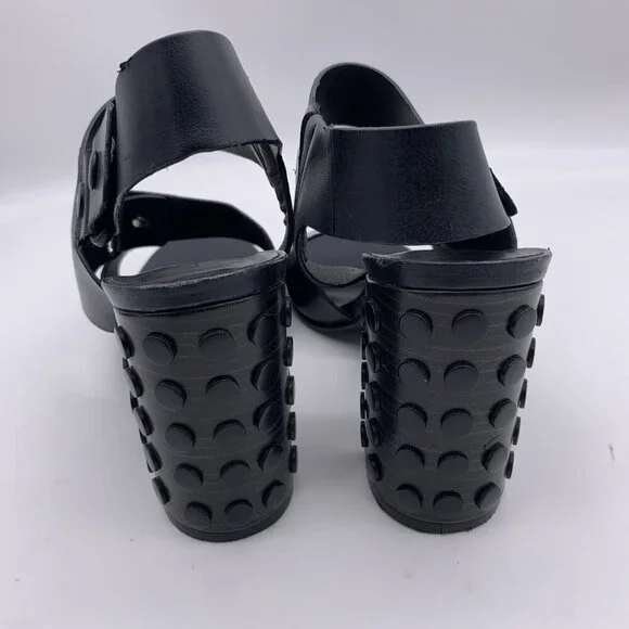 All Saints Leather East Heel Sandals Block Heel Shoes Strap Navy 41 Women’s 11 - Picture 4 of 15